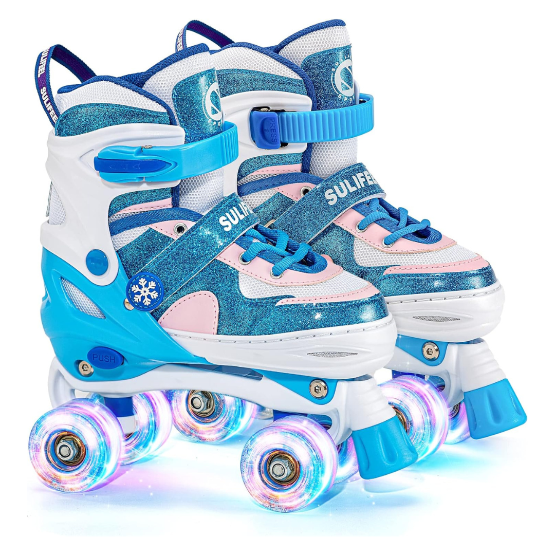 Sulifeel Kids Rainbow Unicorn Adjustable Roller Skates (4 Size) (Various)