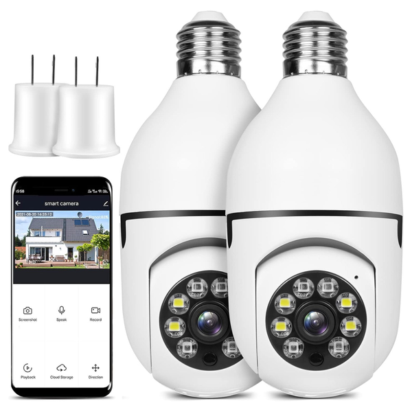 2-Pack 360 deg. 2.4G WiFi Light Bulb Security Camera