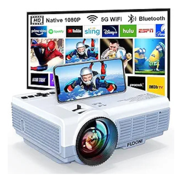 Fudoni Upgrade Native 1080P 4K Support 14000-Lumens Portable Video Projector