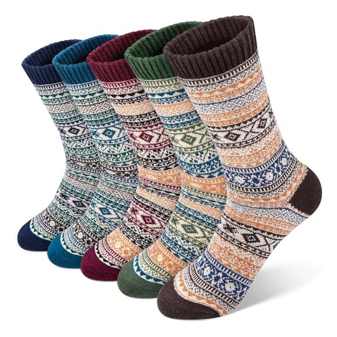 5-Pairs Men's Wool Winter Warm Knit Causal Crew Socks (Various)