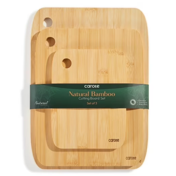 3-Piece Carote Bamboo Cutting Board Set with Handles