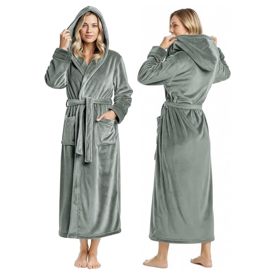 NY Threads Premium Women's Soft Fluffy Long Bathrobe w/ Hood