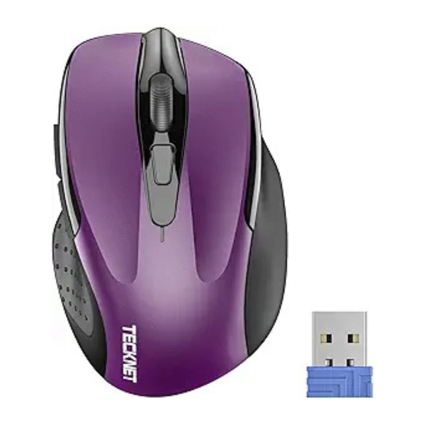 TeckNet 2600 DPI Ergonomic Wireless Optical Mouse w/ 6 Buttons (Purple)