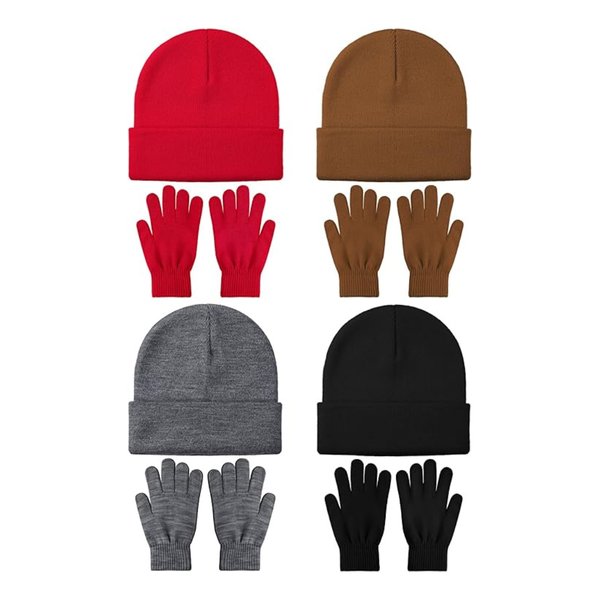 4+8 Pack Winter Hat and Gloves Set