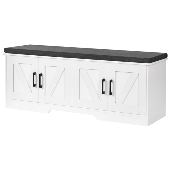 2-Tier 47.2" Storage Bench With Padded Seat Cushion