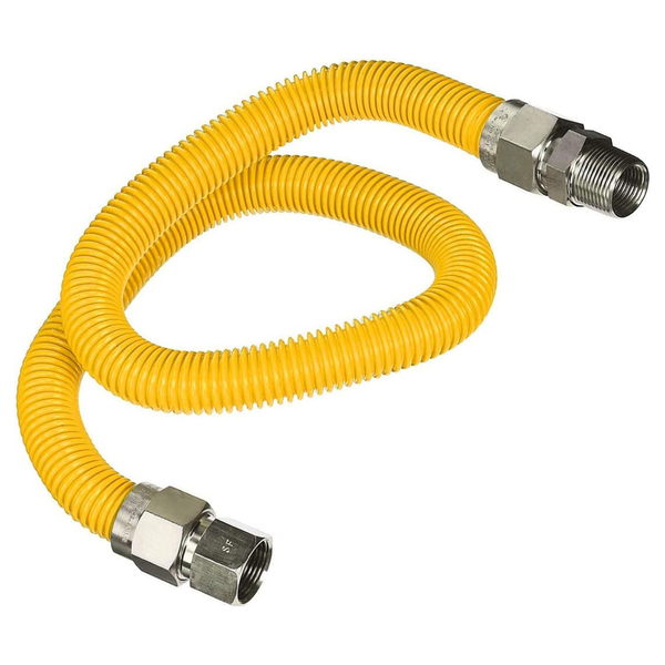 24" Yellow Coated Stainless Steel Gas Connector Kit (3/8")