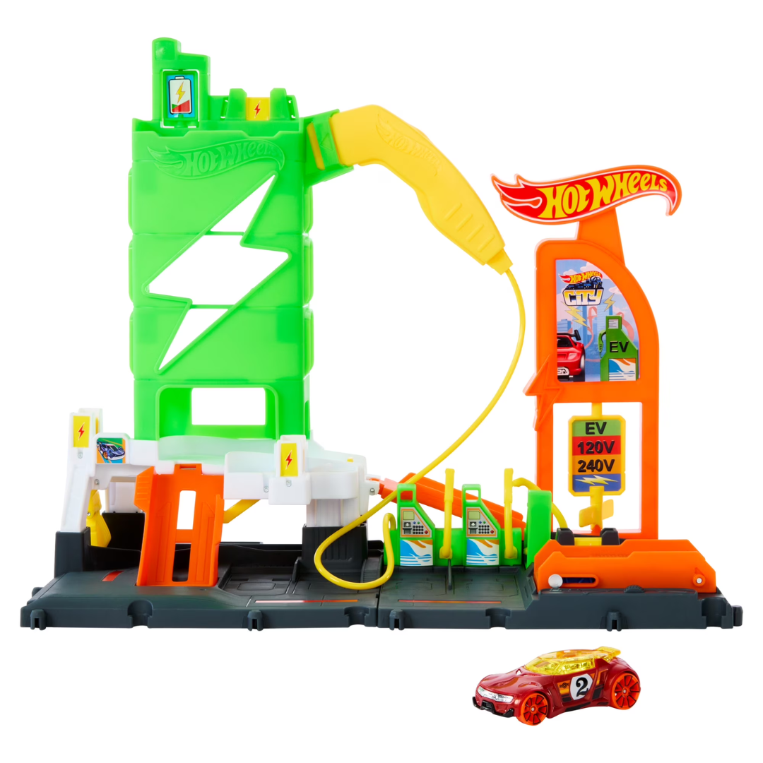 Hot Wheels City Toy Car Track Super Recharge Fuel Station Playset