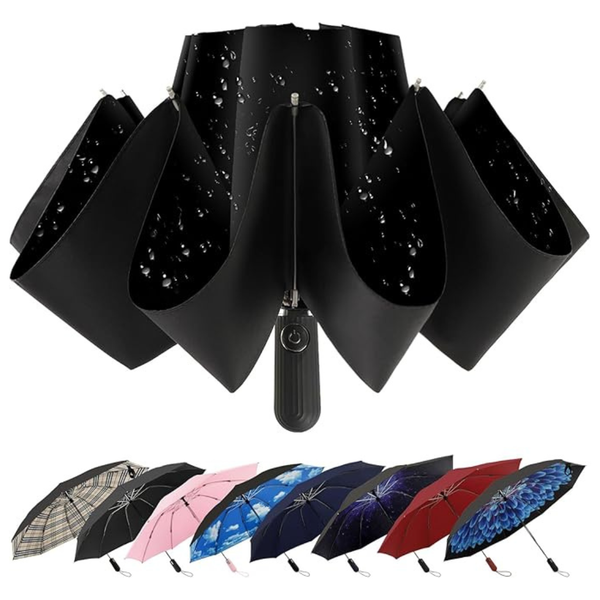 Compact 46" Inverted Travel Automatic Umbrella (2 Colors)