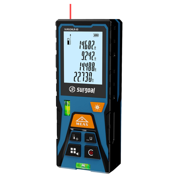 196Ft Laser Distance Meter W/ LCD Display