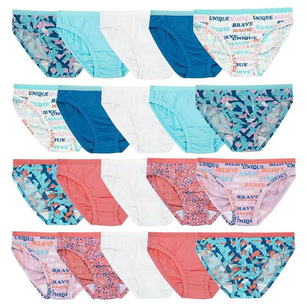 20-Pack Fruit Of The Loom Girls' Cotton Bikini Underwear