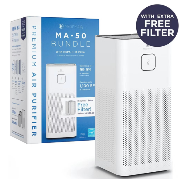Medify Air MA-50 HEPA Air Purifier Value Pack White with 1 Extra Filter