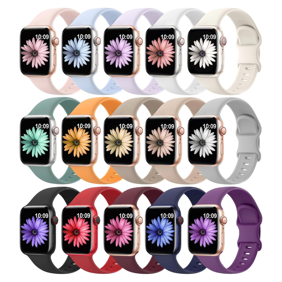 15 Pack Soft Silicone Bands Compatible With Apple Watch