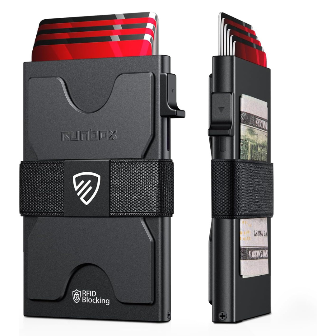 Runbox Men's Slim Aluminum RFID Card Holder Wallet W/ Pop-up Function