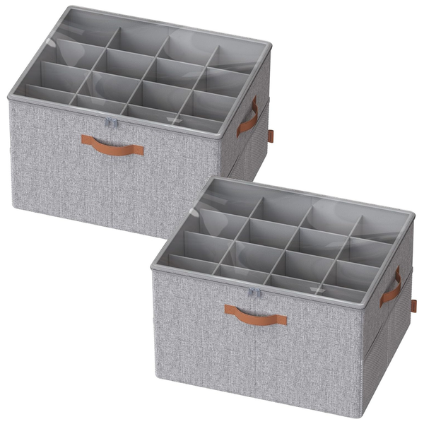 2-Pack Closet Organizers With Clear Cover & Adjustable Dividers