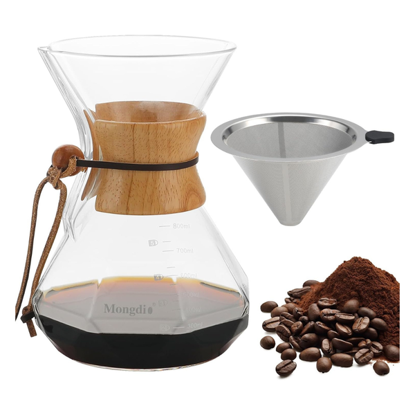 27oz Pour Over Coffee Maker With Stainless Steel Filter