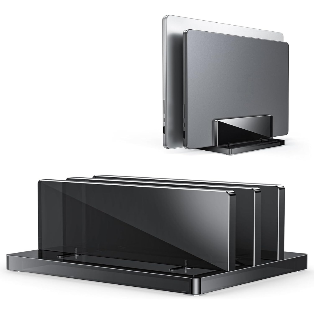Dual Slot Acrylic Vertical Laptop Stand