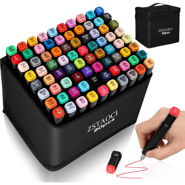 80-Count Dual Tip Alcohol Art Markers Set
