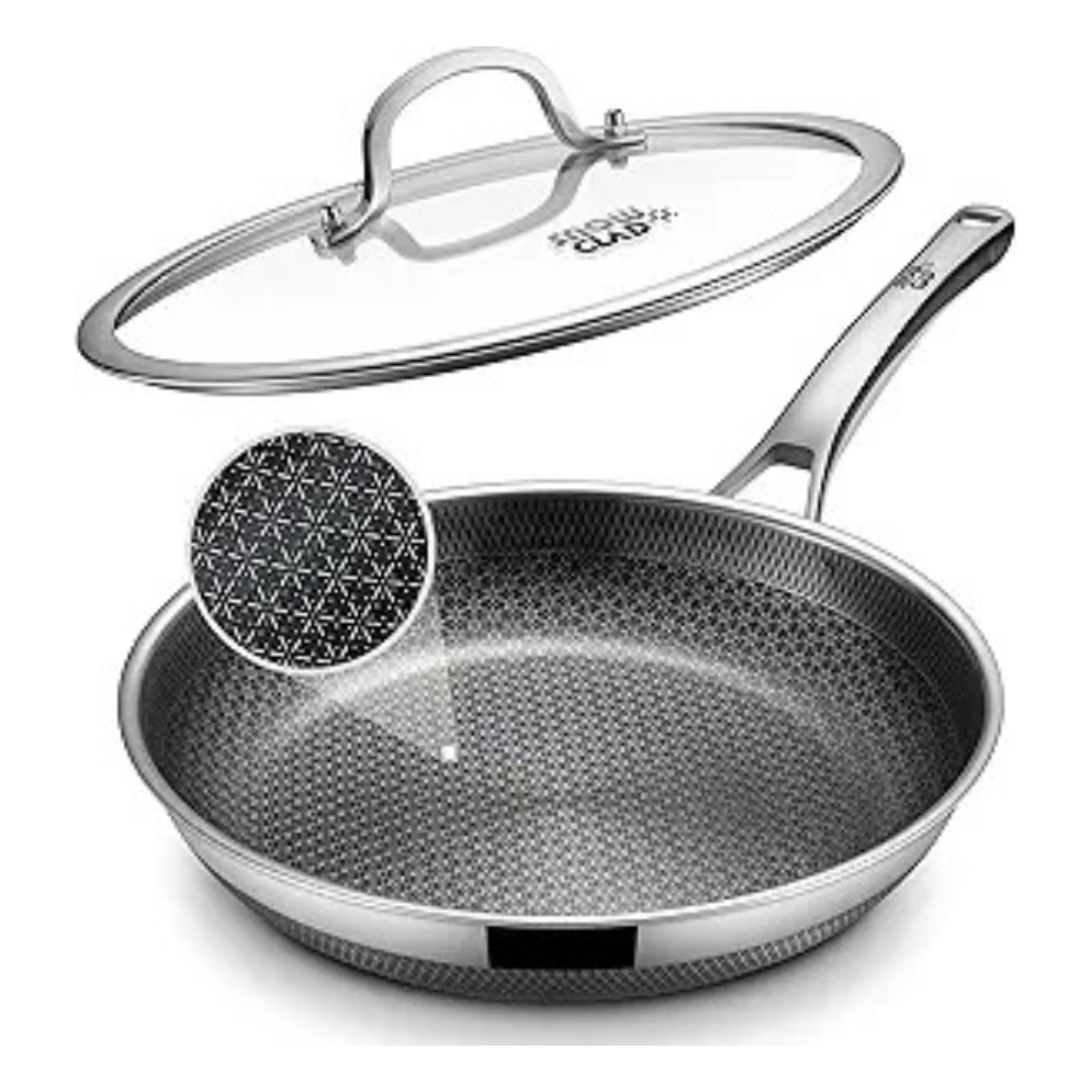 12" Non Stick Stainless Steel Frying Pan with Lid