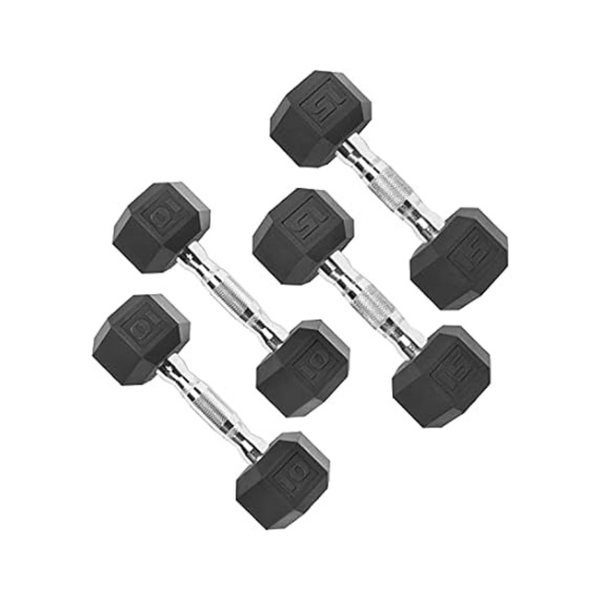 CAP Barbell 50lb (10lb x 2 and 15lb x2) Coated Hex Dumbbells Set