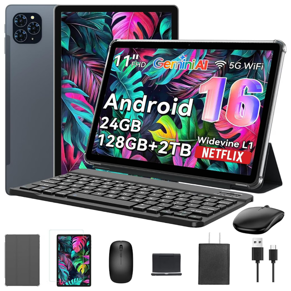Tabwee T90 11" 128GB Wi-Fi Tablet with Keyboard Mouse Stylus