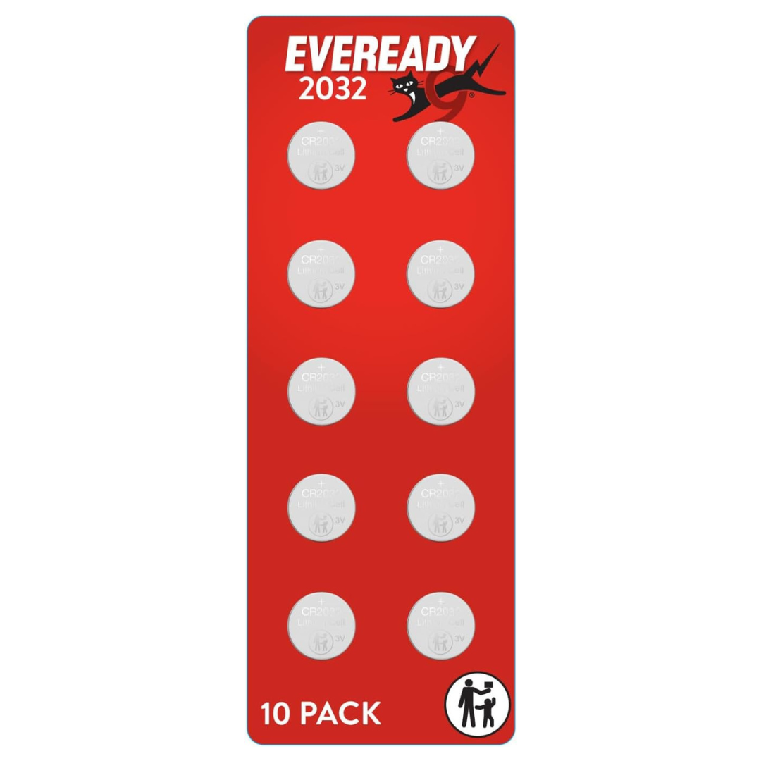 10-Count Eveready CR2032 Lithium 3V Coin Battery