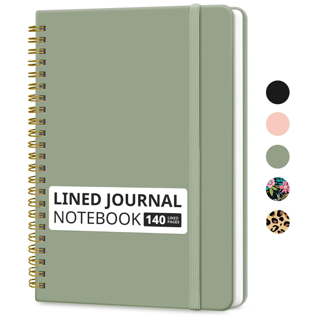 140-Page Taja Lined Spiral Journal Hardcover Notebook