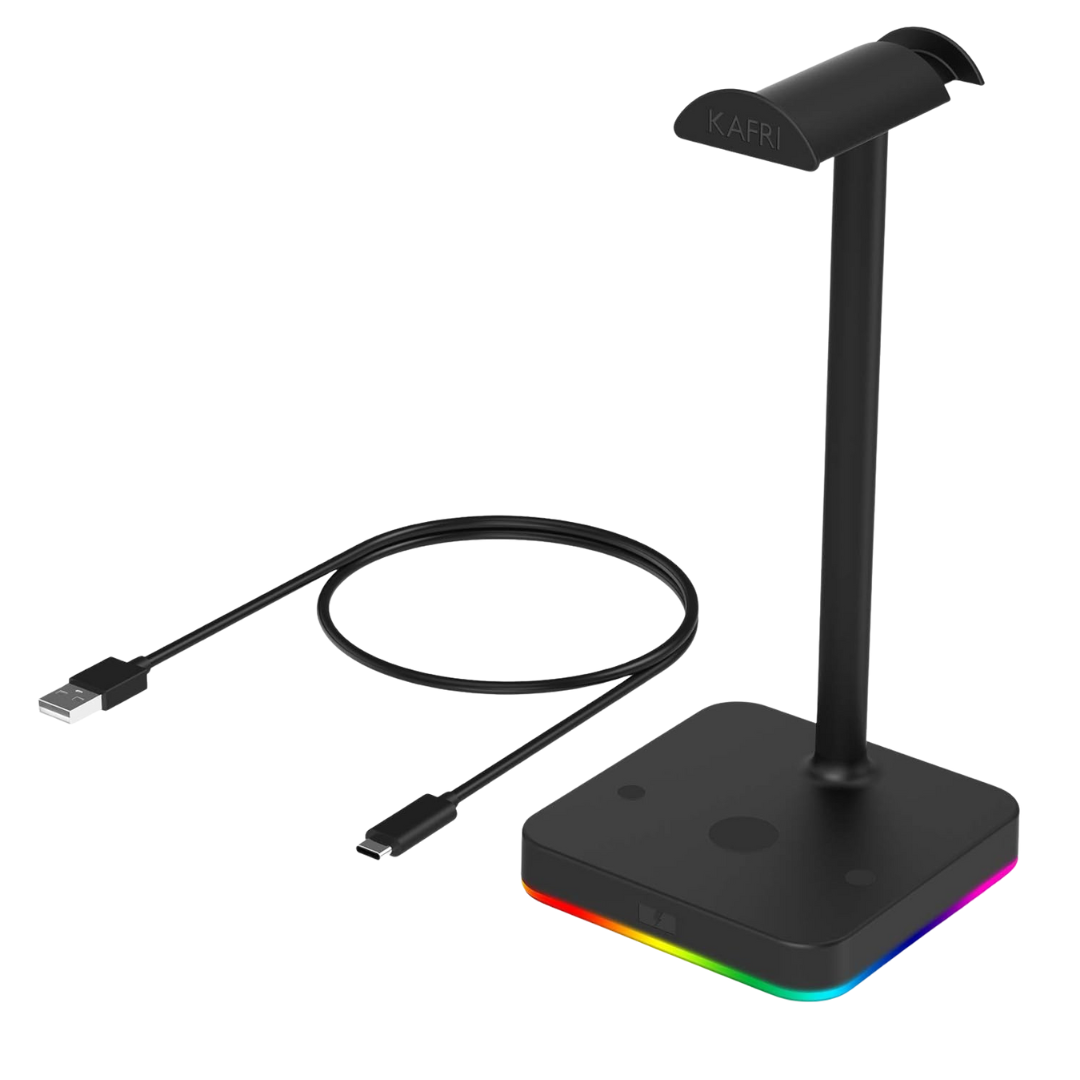 Kafri RGB Headphone Stand W/ QI Wireless Charging Pad (Black)