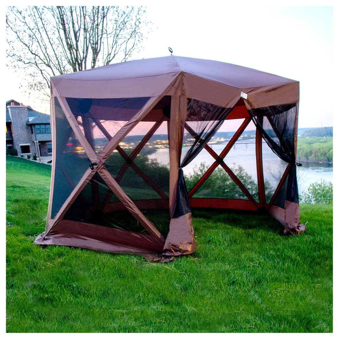 12' x 12' Pop Up 6 Sided Hub Gazebo Screen Canopy Tent