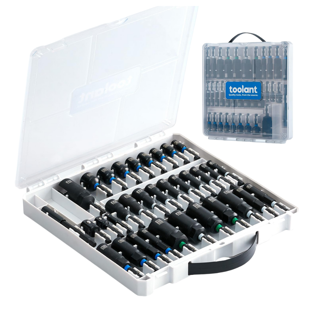 34-Piece Toolant Impact Magnetic Deep Nut Driver Bit Set