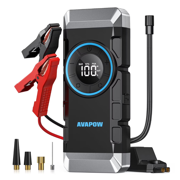 3000A 12V 23800mAh Portable Jump Starter W/ 150PSI Air Compressor