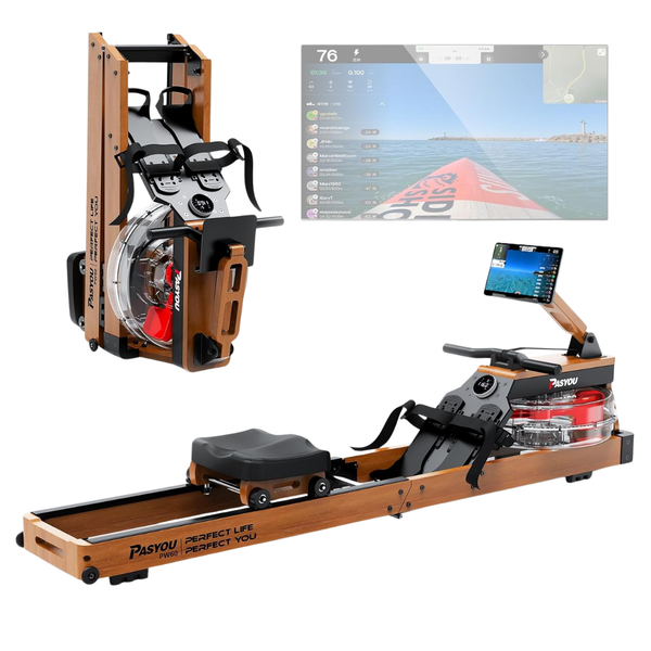 Water Rowing Machine Foldable Oak Wood Home Rower