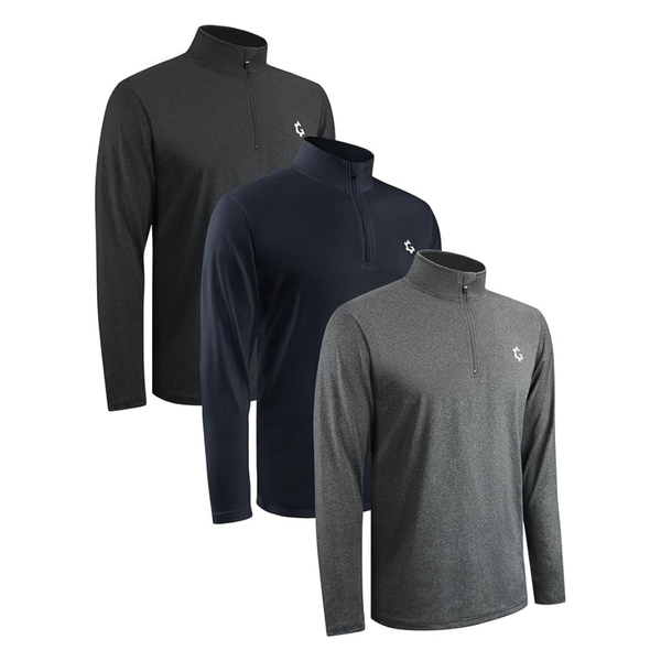 3-Pack Men's Quarter 1/4 Zip Pullover Dry Fit Sweatshirts