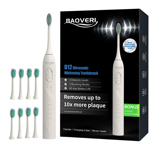Rechargeable Sonic Electric Toothbrush W/ 8 Brush Heads & 5-Modes