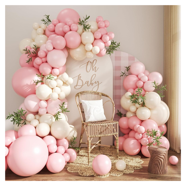 124-Pieces Pink And White Arch Garland Decoration Balloon
