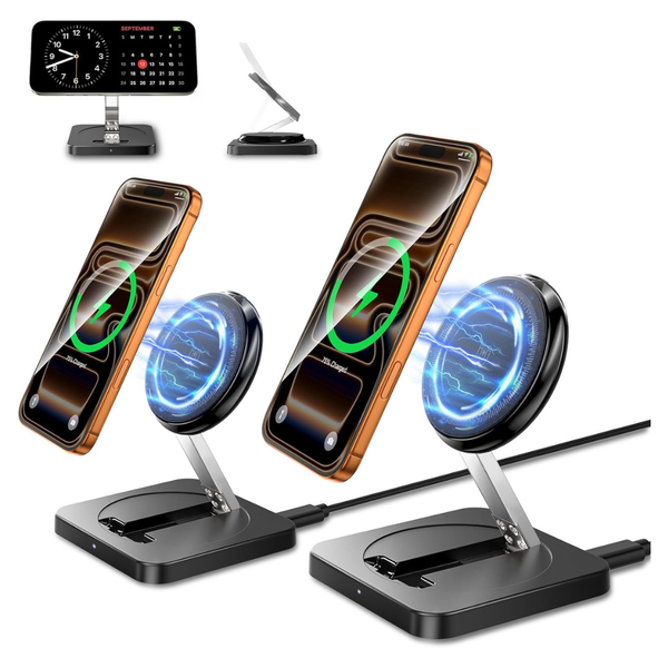 2-Pack 15W Foldable Magnetic Wireless Charging Stand