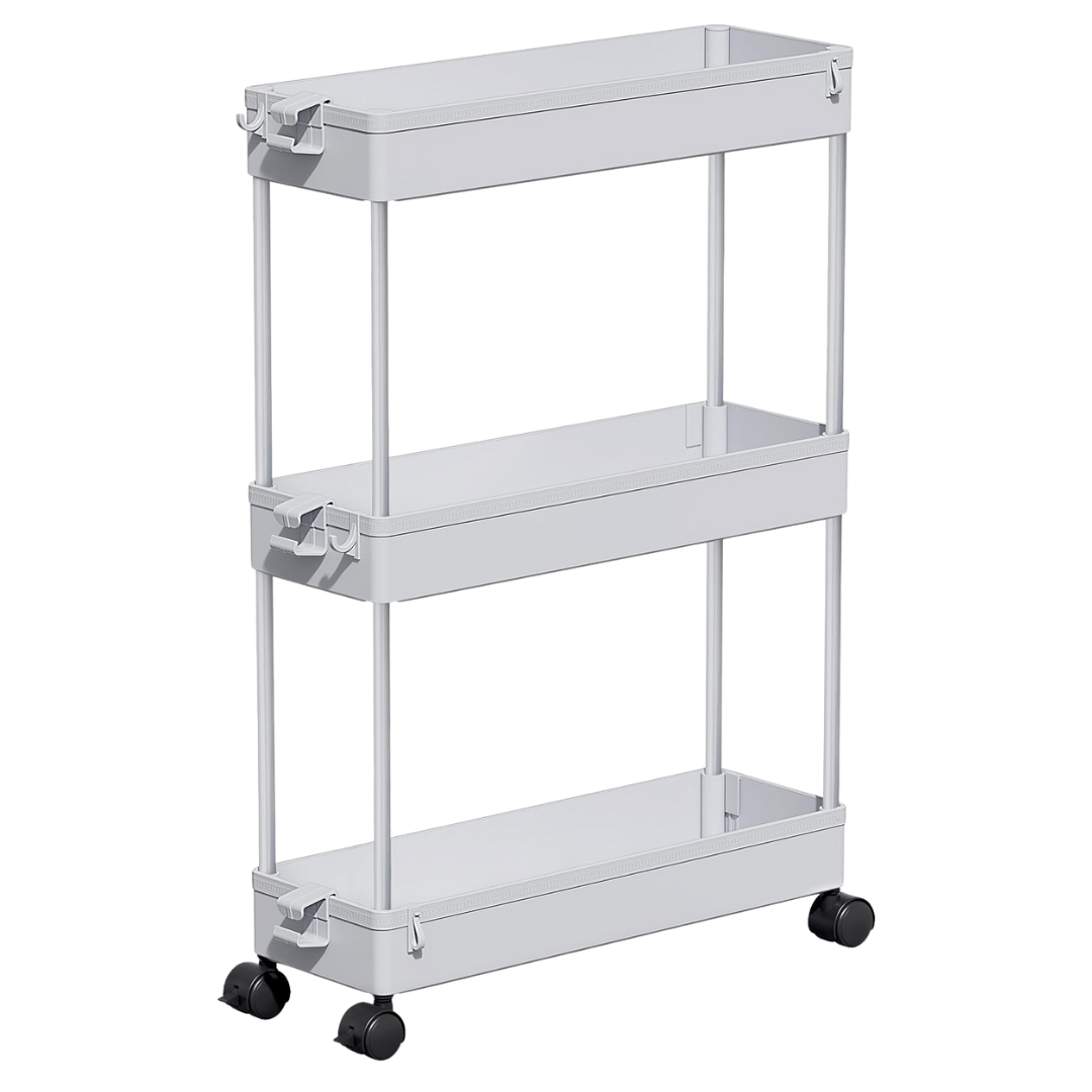 3 Tier Slim Rolling Storage Cart (Gray)