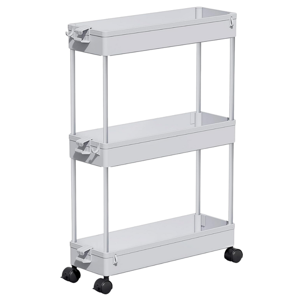 3 Tier Slim Rolling Storage Cart (Gray)