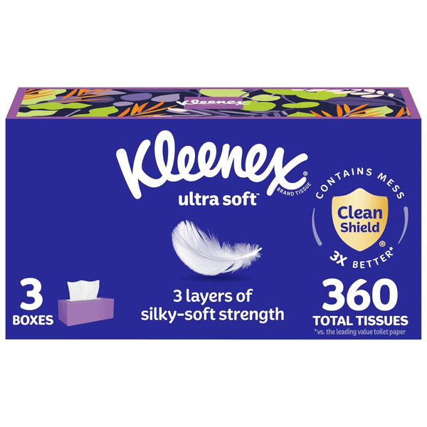 360-Count (120ct. x 3pk.) Kleenex Ultra Soft Facial Tissues