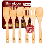 6-Piece Riveira Nonstick Wood Spatula Spoons