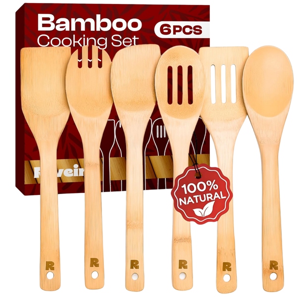 6-Piece Riveira Nonstick Wood Spatula Spoons