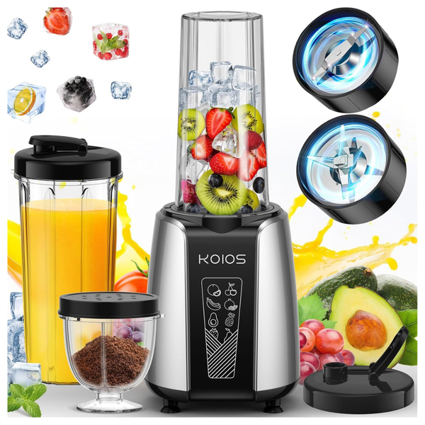 12-Piece KOIOS 1000W Smoothie Blender & Grinder Combo Set