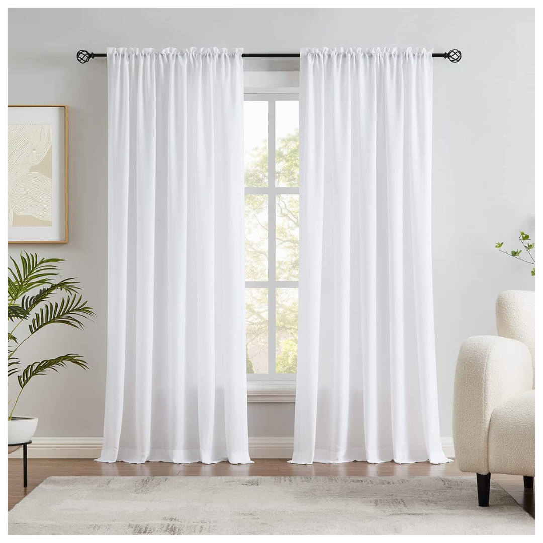 2 Panels Velvety Semi Sheer 63" Length Curtains