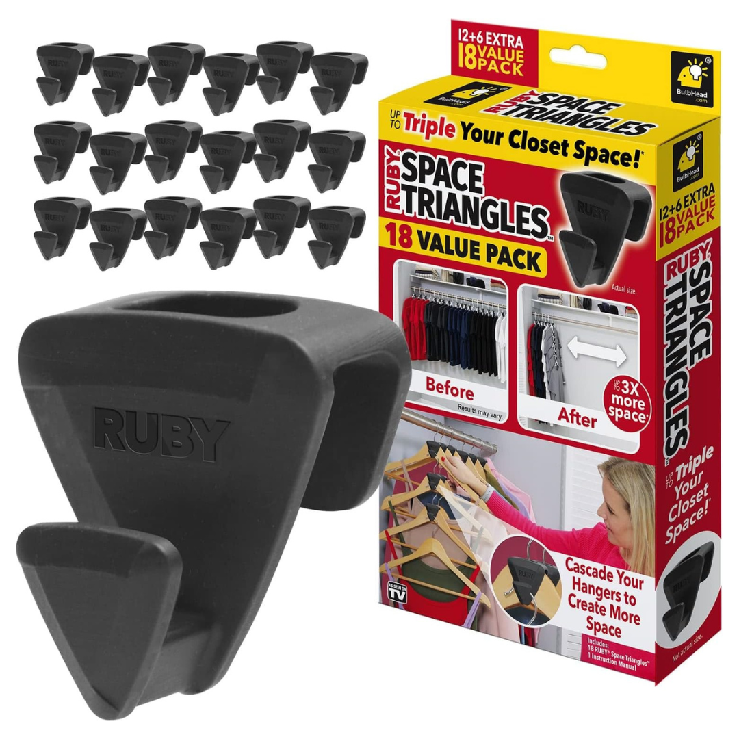 18-Piece Ruby Space Triangles Original As-Seen-On-TV Hanger Hooks