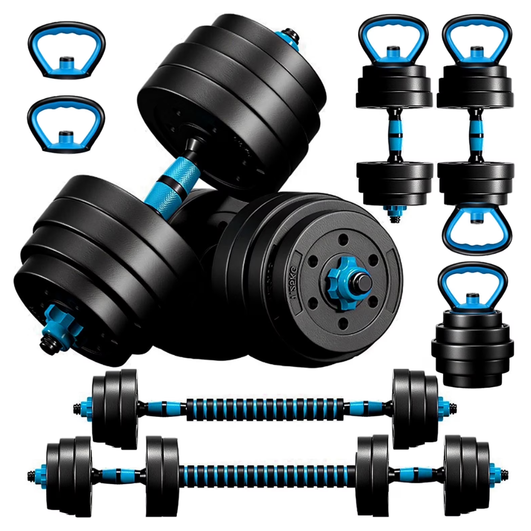 45LBS 4-in-1 Dumbbell Kettlebells, Push Up Stand & Barbell Set
