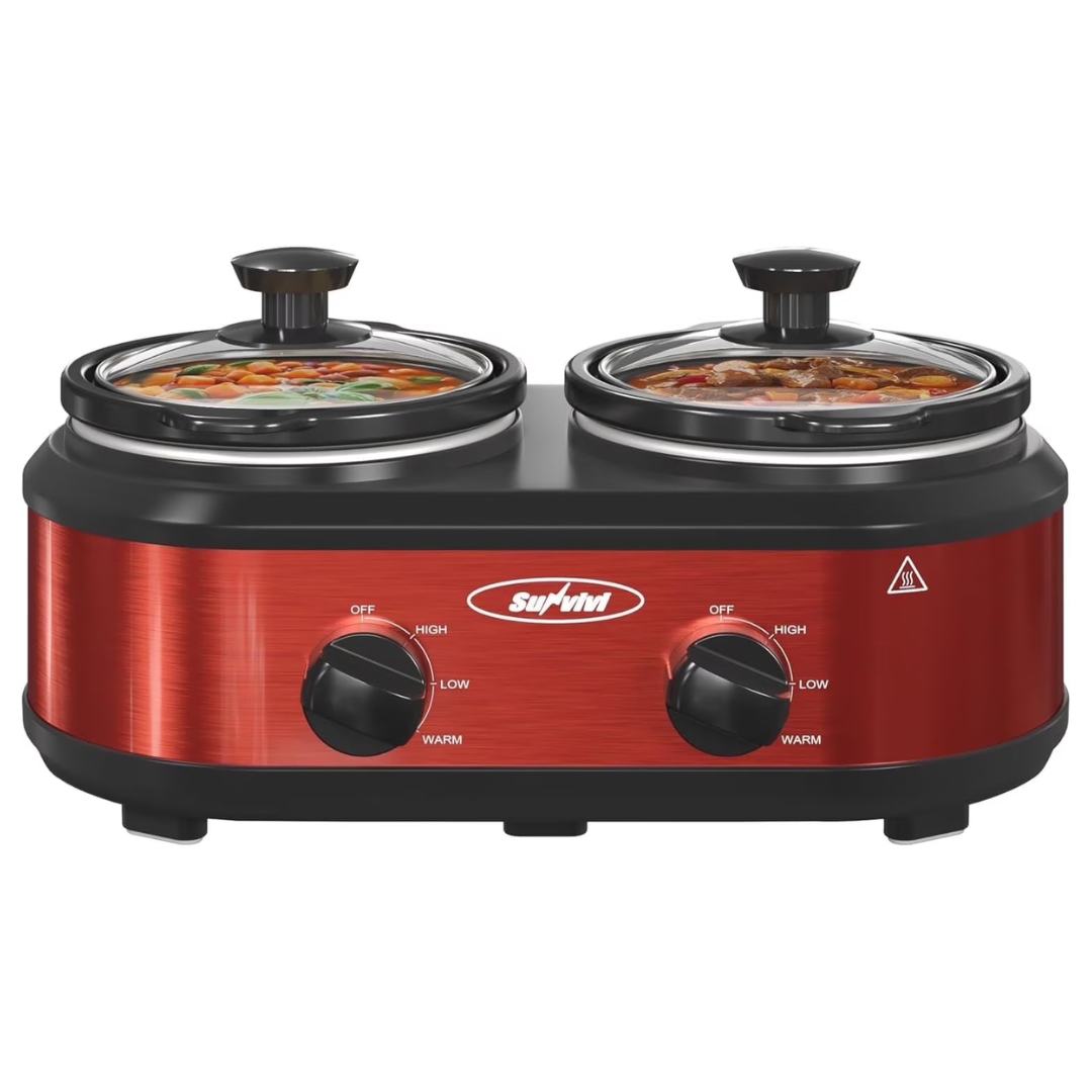 Superjoe 2 Pot Small Mini Crock Buffet Servers & Warmer