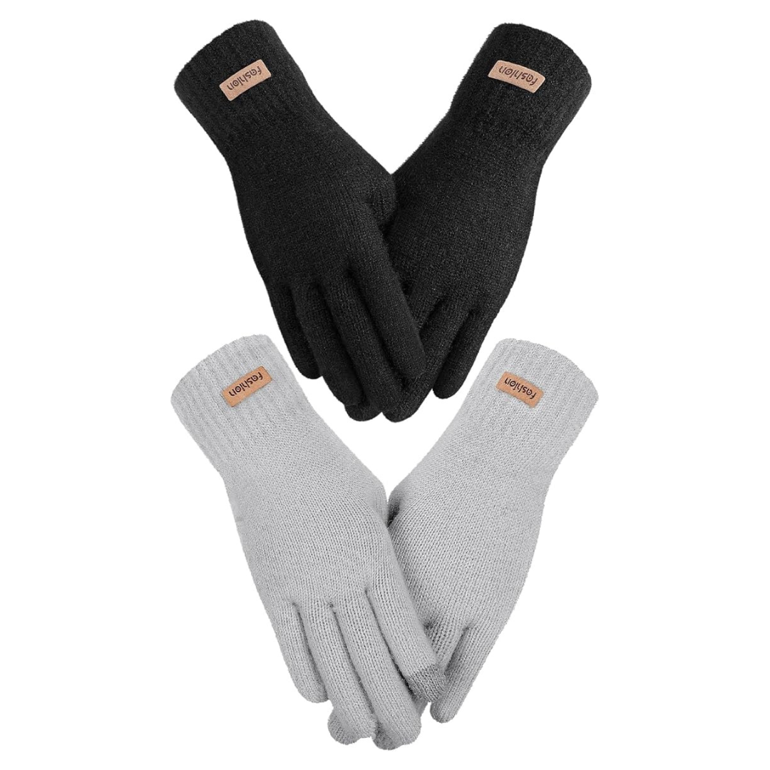 2 Pairs Warm Lining Touchscreen Gloves
