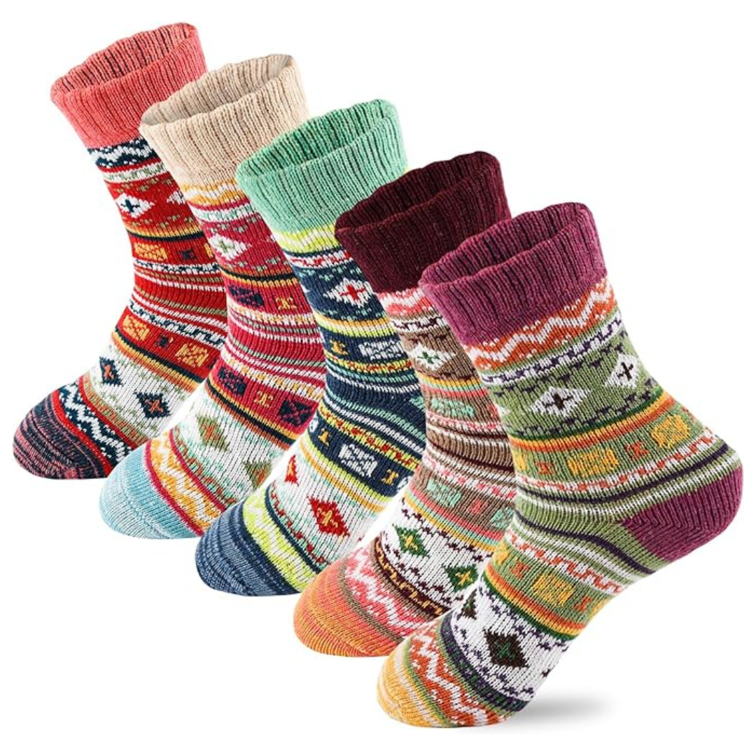 5-Pair Cozy Thick Knit Winter Wool Socks For Women