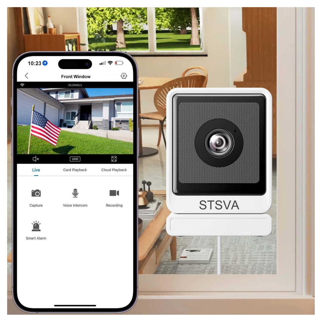 3MP 2K Window Security Camera With Color Night Vision