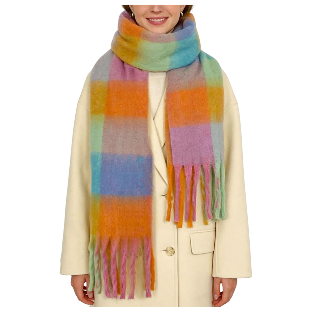 Shohoku Large Chunky Plaid Tassel Soft Fall Scarf (Various)