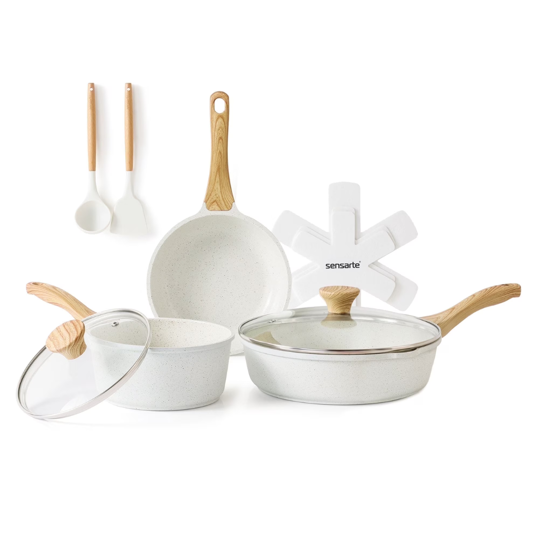 10-Piece Sensarte Ceramic Healthy Nonstick Cookware Set